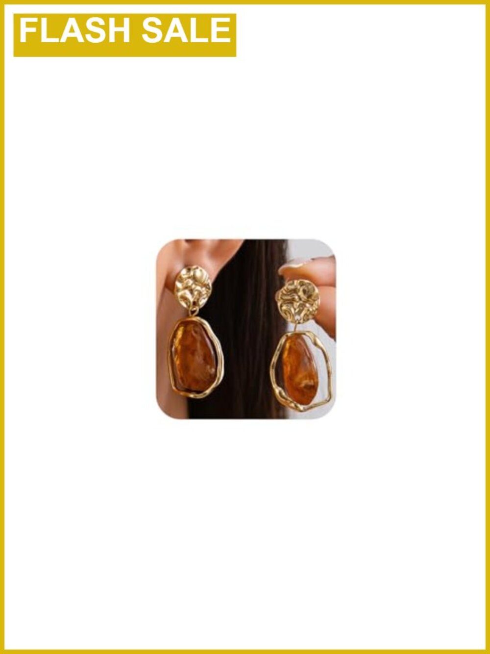 Irregular Crystal Drop Dangle Earrings 14K Gold Plated Statement